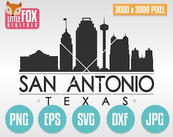 SVG SKYLINE San ANTONIO. Texas Usa. Cut File Skyline City.  Silhouette. Texan Cut Design Silhouette Vector.