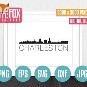 SVG SKYLINE CHARLESTON. Charleston South Carolina Cut File Skyline City. Charleston Skyline Silhouette. Sc Cut Design Silhouette Vector.