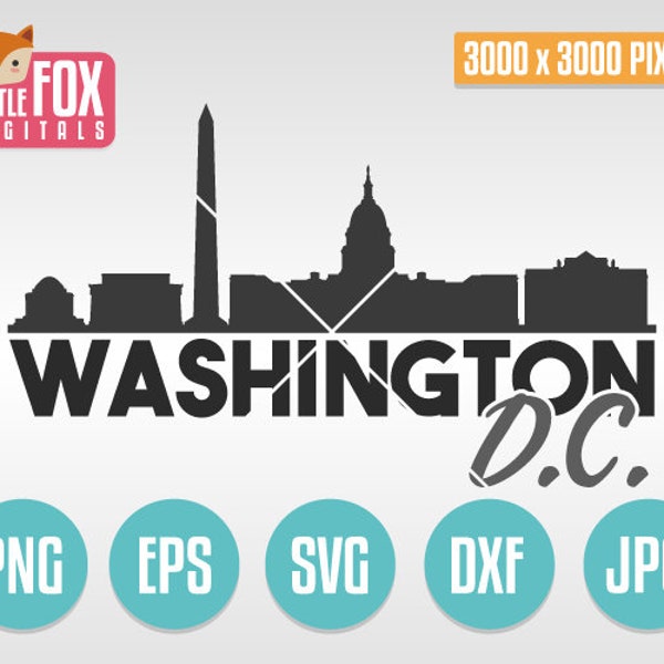 SVG SKYLINE Washington DC. Washington Capitol Cut File Skyline City. Washington Dc Skyline Silhouette. Washington Cut Design Silhouette.