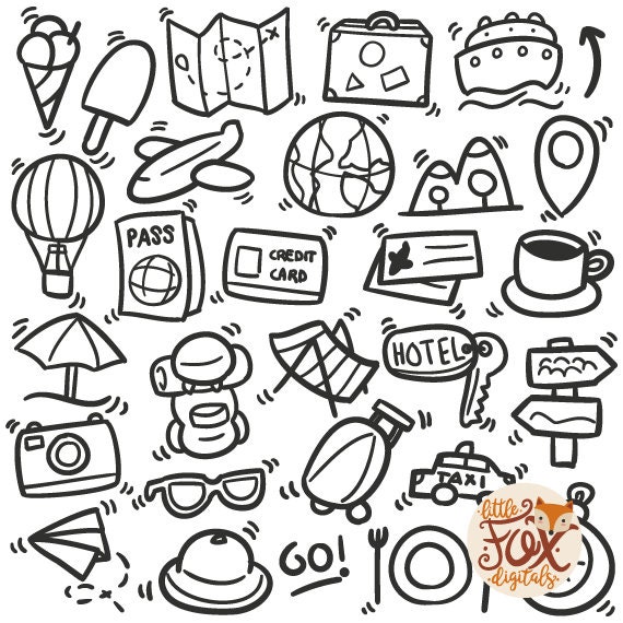 Travel Tourism Cute Doodle Vector Sticker Stock Vector (Royalty Free)  2269665137
