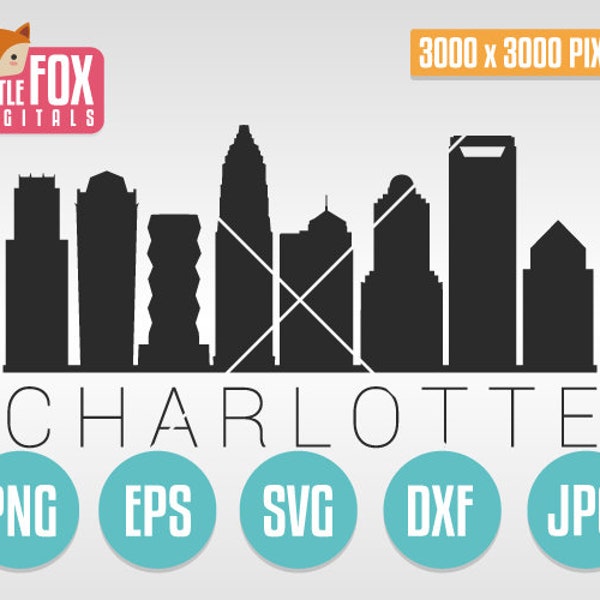 SVG SKYLINE CHARLOTTE. North Carolina Cut File Skyline City. Charlotte Nc Skyline Silhouette. Charlotte Cut Design Silhouette Vector.