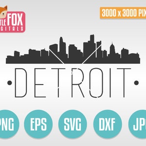 SVG VECTOR DETROIT, Michigan. Cut File Skyline City. Detroit Silhouette Cuttable. Detroit Clipart Illustration Scrapbook. Detroit Skyline.