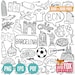 FOOD Doodle Icons. Clipart Scrapbook Set Coloring Hand Drawn ...