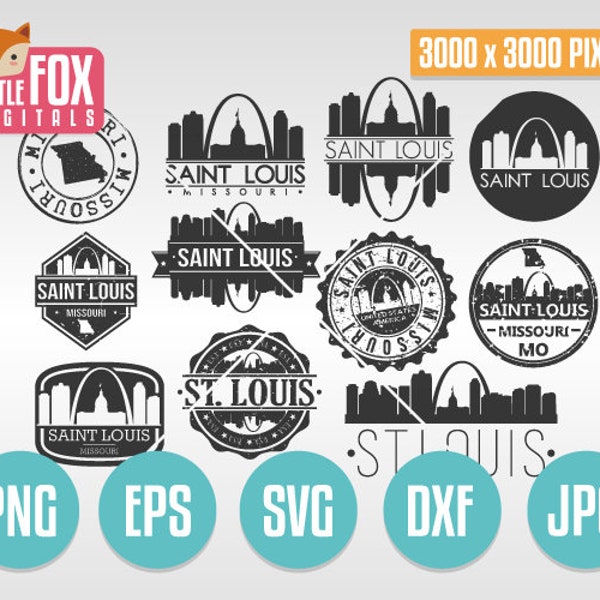 SVG SAINT LOUIS Stamps. Svg Cut File Missouri. Svg Skyline St Louis. Silhouette svg St Louis Clip art  Logo. Vector Icon Logo Design Post.