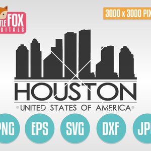 SVG SKYLINE HOUSTON. Houston Texas Usa. Houston Cut File Skyline City. Houston Skyline Silhouette. Houston Cut Design Silhouette Vector.