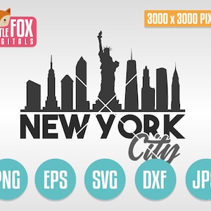 Fichier de coupe SVG New York City Skyline : Silhouette vecteur (téléchargement numérique)