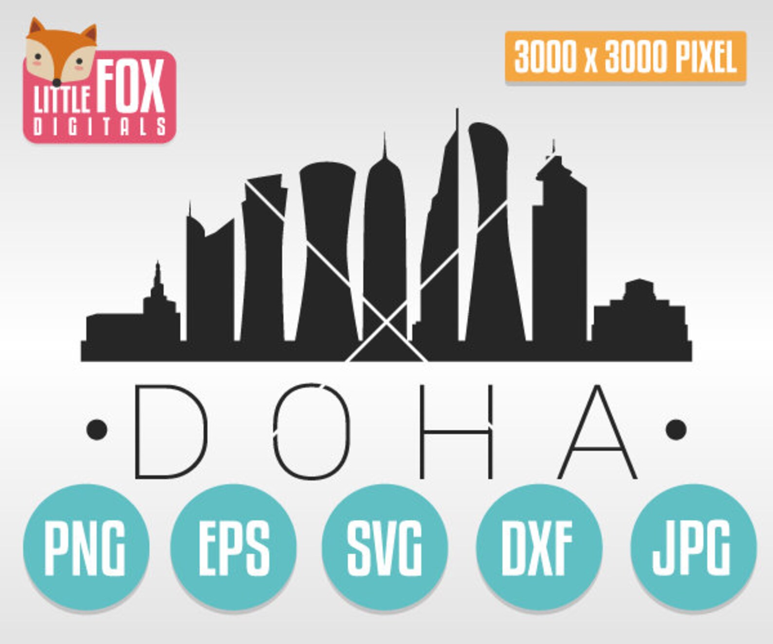 SVG SKYLINE DOHA. Qatar Cut File Skyline City. Silueta del Etsy