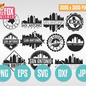 SAN ANTONIO Stamps. Svg Cut File Texas. Svg Skyline San Antonio Silhouette svg Skyline. Clip art City Logo. Vector Icon Logo Design Post.