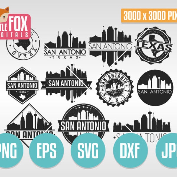 サンアントニオの切手。SVG カット ファイル テキサス。SVG スカイライン サンアントニオ シルエット SVG スカイライン。クリップ アート シティ ロゴ。ベクター アイコン ロゴ デザイン ポスト。