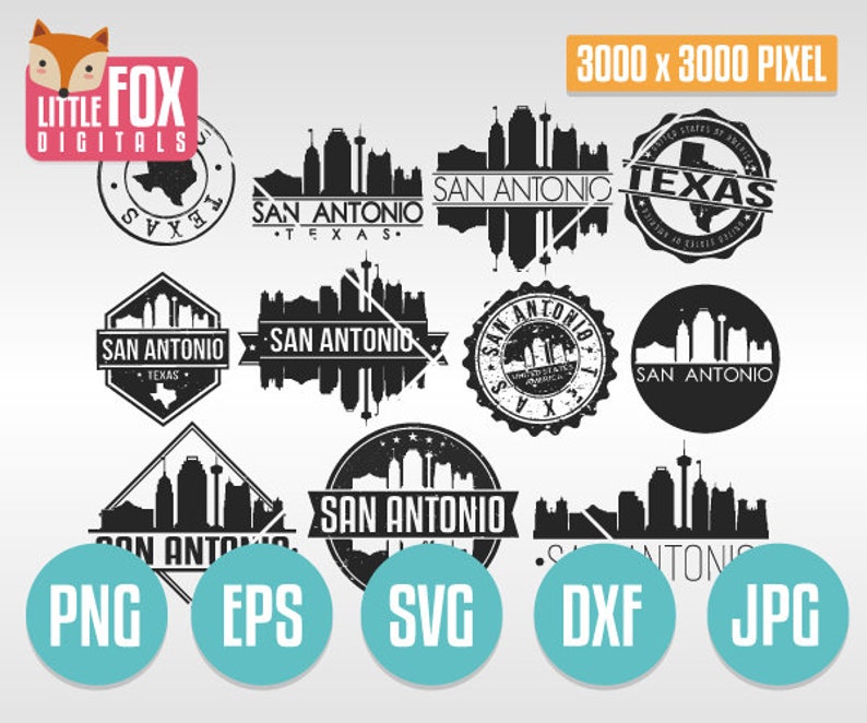 SAN ANTONIO Stamps. Svg Cut File Texas. Svg Skyline San | Etsy