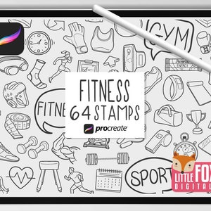Fitness-Stempel, Procreate-Pinsel, Sport-Icons (Digitaler Download)