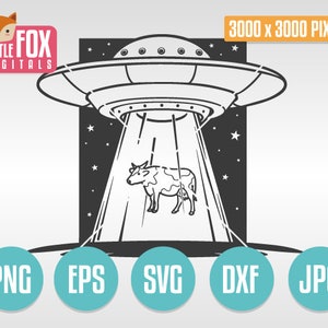 UFO ABDUCTION COW svg, doodle cuttable quote design. Alien Sayings File Vector. Ufo Ovni design Motivational Silhouette Design Vector.