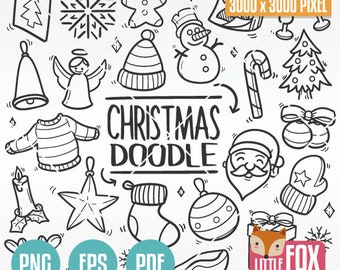 Julklotterikoner, linjeteckningar Clipart (PNG, EPS, PDF)