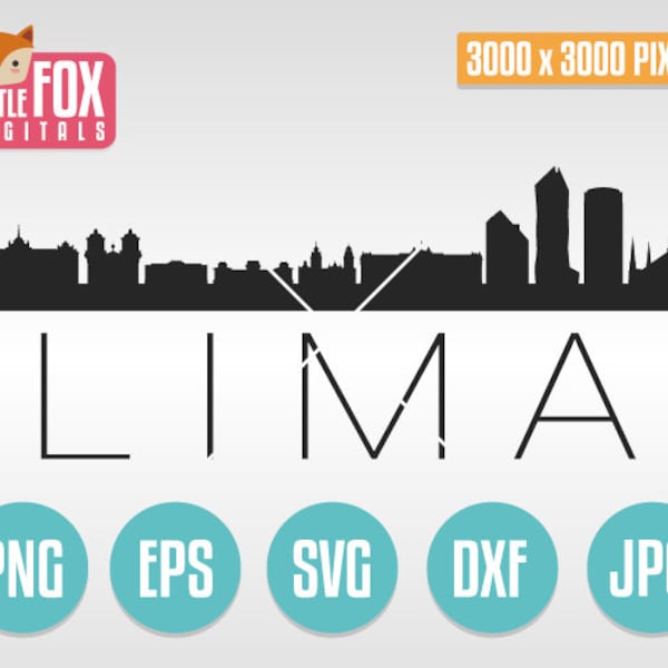 SVG SKYLINE LIMA. Lima Peru America. Lima Cut File Skyline City. Lima Skyline Silhouette Peru. Lima Per Cut Design Silhouette Vector.