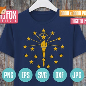 INDIANA Flag Patriotic, SVG USA Flag. Indiana Silhouette Clipart, Cut File Vector Digital Scrapbook Cutting File Cut Design Clip art Dxf.