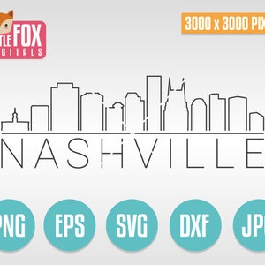 HORIZON NASHVILLE stad SVG. Silhouet van de Verenigde Staten van Tennessee. Nashville gesneden bestand Skyline City. Overzicht van de skyline van Nashville. Ontwerp silhouetvector.
