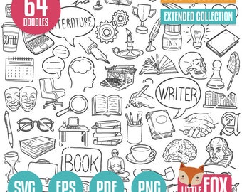 hand writing paper for sale WRITER SVG doodle vector icons Clip Art. Write Book Author Doodle Icons Clipart. Writing Hand Drawn Line. Library Design Coloring Sketch.