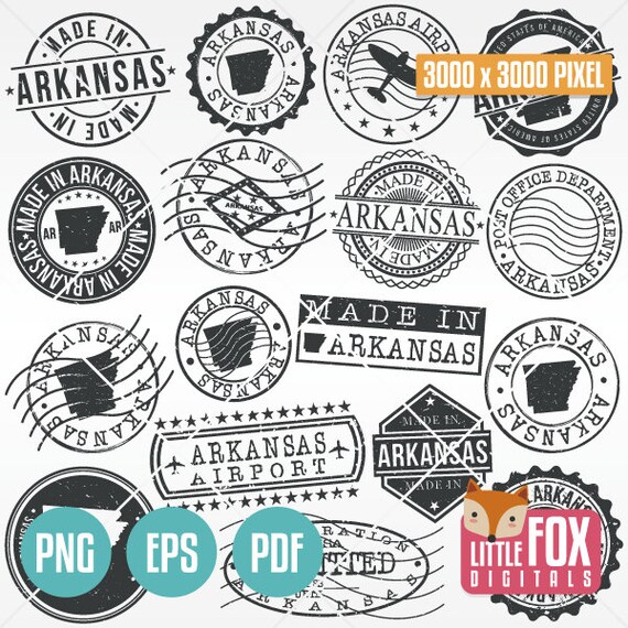 ARKANSAS Stamps USA Set of Postmark. Made in Seal Travel Etsy
