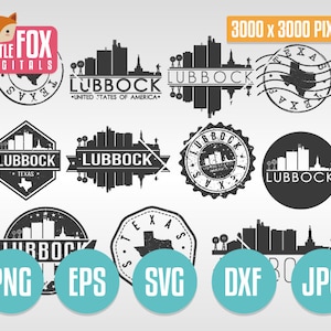 SVG LUBBOCK Texas Stamps Bundle. Svg Cut File Skyline Lubbock City Tx. Silhouette svg Clip art Lubbock. Texan Vector Icon Logo Design Post.