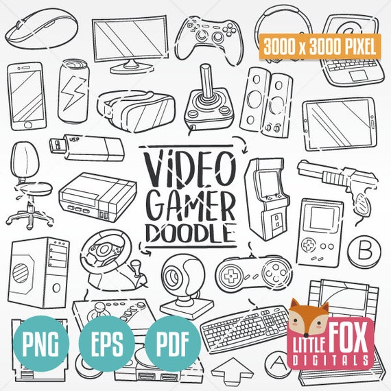 Doodle sketch game icons eps10 Royalty Free Vector Image