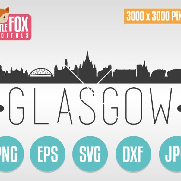 SVG Vector GLASGOW SCOTLAND. Scottish Svg Skyline. Svg Cut File Clip Art. Cutting Europe Design. Silhouette Vector Svg Cityscape Horizon.