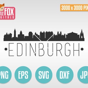 SVG vettoriale EDIMBURGO SCOZIA. Skyline scozzese in formato SVG. File di taglio in formato SVG con clip art. Silhouette vettoriale in formato SVG con orizzonte urbano.