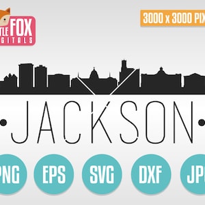 SVG SKYLINE JACKSON. Jackson Mississippi Cut File Skyline Stadt. Jackson Skyline Silhouette. Jackson, Mississippi, Schnitt, Design, Silhouette, Vektor