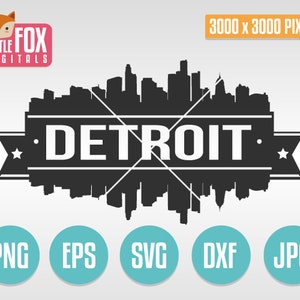 Detroit Skyline SVG: Sylwetka miasta Michigan w USA (pobranie cyfrowe)