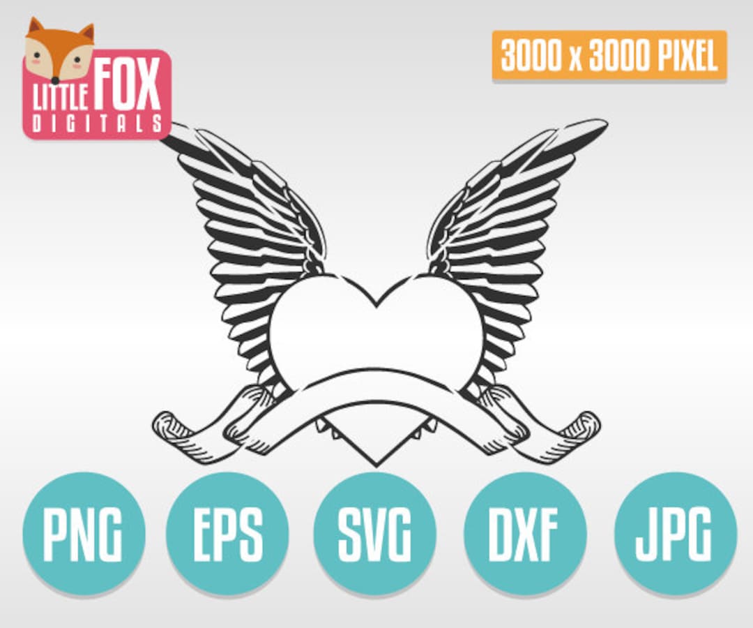 SVG HERZ Flügel, Tattoo Forever Love, Silhouette Clipart, Schnittdatei,  Vektor-Illustration Scrapbook Schneidedatei Schnitt Design Clip Art dxf  png. - Etsy Österreich, image size:1080x900