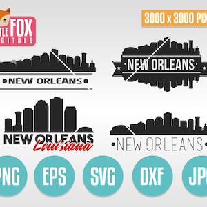 SVG SKYLINE Nova ORLEANS. Louisiana Nova Orleans Cut File Skyline City. Silhueta do horizonte de Nova Orleans. Corte o design da silhueta vetorial.