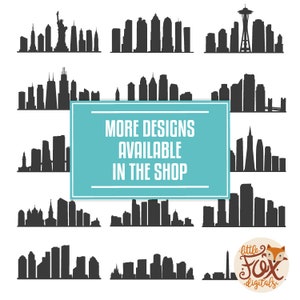 USA Skyline vol. 2 City West Coast Silhouette Clipart Set Digital Illustration Scrapbook PNG ZIP Transparent Design. image 2