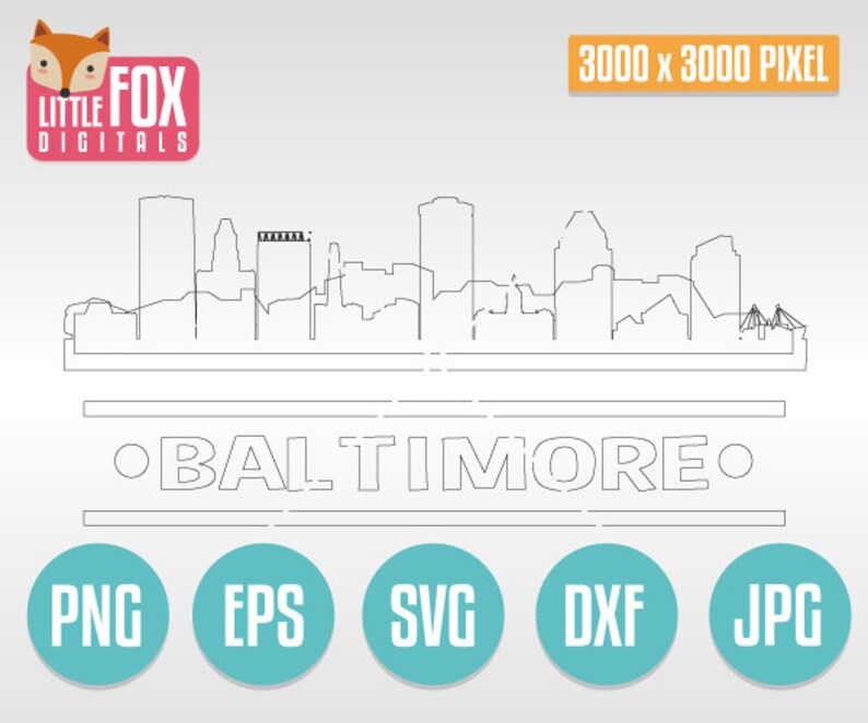 Baltimore Skyline SVG Stamp, Maryland Cityscape (digital Download ...