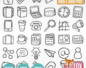 EPS BUSINESS pictogrammen werk en financiën werk secretaris doodle pictogrammen clipart plakboek decorontwerp planner lijn schets krabbel scrapbooking