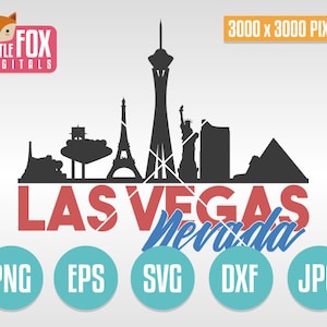 SKYLINE Las VEGAS, Nevada Usa. Las Vegas Skyline City Vector Clipart. Las Vegas Silhouette Cut Design Horizon illustration Landmark Vector.