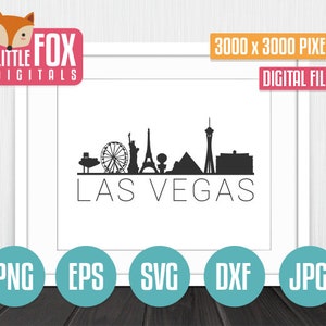 SKYLINE SVG Las VEGAS. Las Vegas Nevada Etats-Unis. Las Vegas Couper le fichier Skyline City. Silhouette d'horizon de Las Vegas. Coupez le vecteur de silhouette de conception.