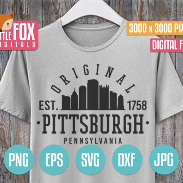 PITTSBURGH, Pennsylvania Silhouette Vector Skyline. PA City City Landmark College Design Logo Design. University Silhouette Cameo Cricut.