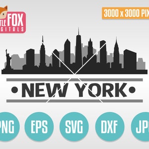 NEW YORK City Skyline, Cutting Usa Svg Vector, Nyc Bigg Apple Silhouette, Cut File, New York Skyline, New York Cut Design Silhouette.