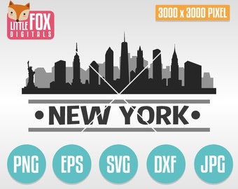 New York City Skyline (svg, png, eps, dxf, jpg) (Digital Download)