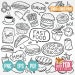 FAST FOOD, doodle vector icons. Day Restaurant Menu Doodle Icons Clipart. Set Coloring hand Drawing Line Art Scribble Design Hand Drawn.