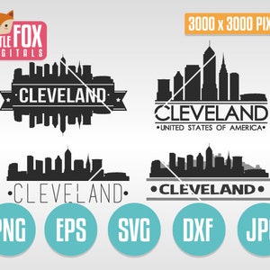 SVG SKYLINE CLEVELAND. Ohio Usa. Cleveland Cut File Skyline City. Cleveland Skyline Silhouette. Cleveland Cut Design Silhouette Vector.