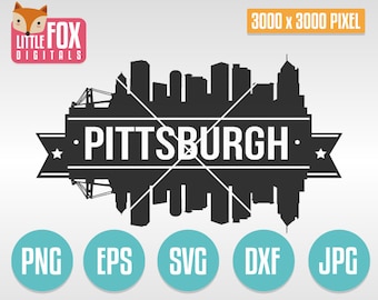 SVG Skyline PITTSBURGH. Pittsburgh USA. Stadt. Schnitt Design Silhouette Vektor.