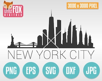New York City Skyline SVG: NY Silhouette Clipart, Cut File (Digital Download)