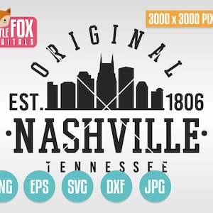 NASHVILLE TENNESSEE, gesneden silhouet vector skyline. City Landmark College snijbaar embleemontwerp. Universitair silhouet. Gesneden cameo-cricut.