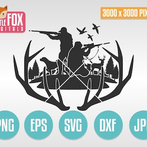 SVG Jäger Waldtier. Schneidbares Design SVG Jagd. Silhouette Cameo. Silhouette Datei Cricut. Schneidedatei Jäger. Jagd Mann Vektor Eps.