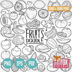 NOURRITURE DE FRUITS, vecteur d'icône de doodle. Griffonnage végétarien d'aliments sains. Album végétarien dessiné à la main. Oeuvre d'art dessinée à colorier.