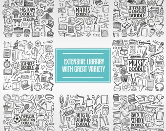 VECTOR EPS Business Financial Work Doodle Icons Clipart