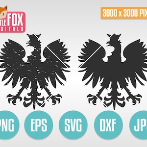 POLOGNE drapeau patriotique SVG. Pologne Silhouette Clipart héraldique, polonais coupe fichier vectoriel numérique Scrapbook National Animal Eagle Polska Design.