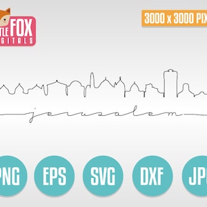 SVG Skyline JERUSALEM Israel. Skyline City Doodle Line. Jerusalem Linear Minimalistic Silhouette. Jerusalem Sketch Design Silhouette Vector.