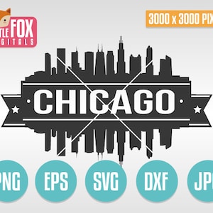SVG SKYLINE CHICAGO. Chicago Illinois EUA. Arquivo de corte de Chicago Skyline City. Silhueta do horizonte de Chicago. Silhueta de design de corte de Chicago Vector.