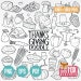 THANKSGIVING doodle icon vector. Family Party Objects Doodle Icons Clipart, Set Coloring Hand Drawn Line Art Collection Scribble Sketch. 